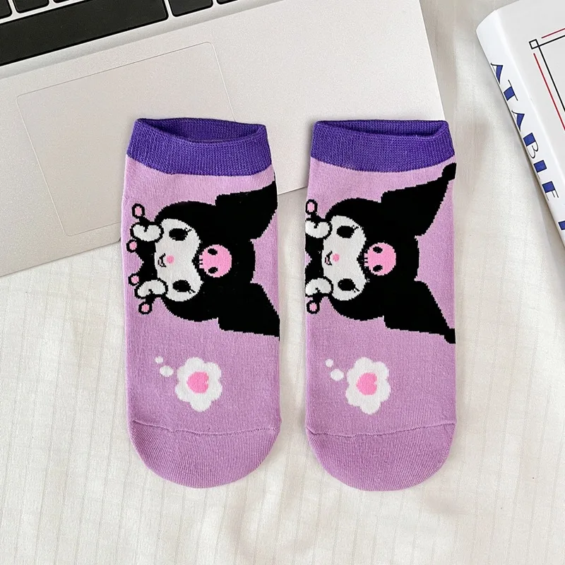Kawaii Sanrio Hello Kitty Kuromi Cinnamoroll хлопковые носки носки-лодочки низкие до щиколотки