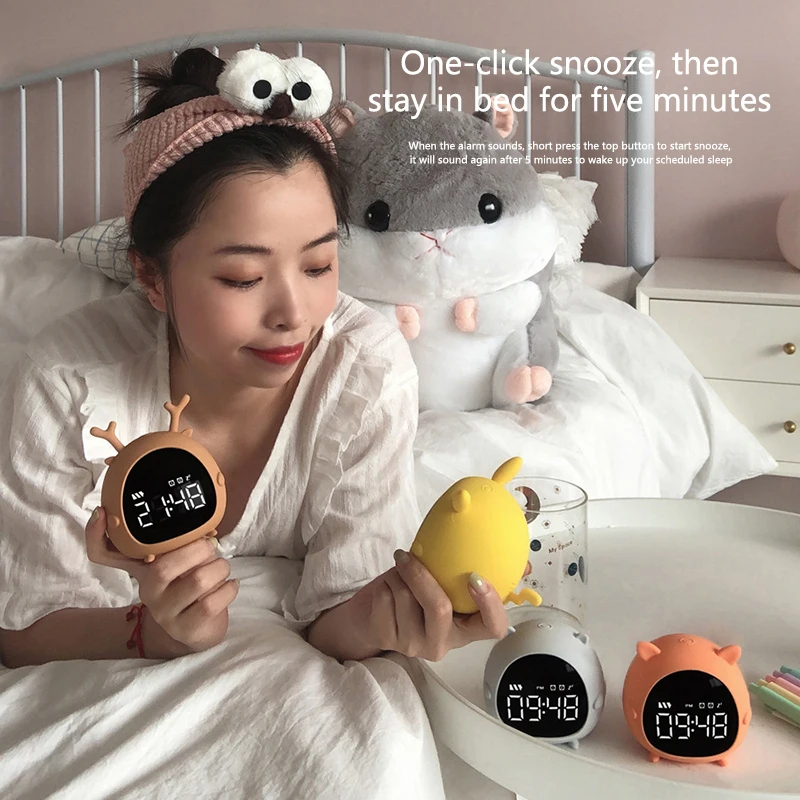 Electronic Cartoon Children Alarm Clock Large Digital Displa