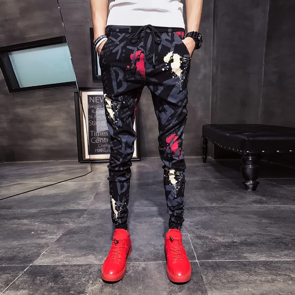 

2023 Clothes Hop Pants Men Harem Joggers Casual Trousers New Men Floral Drawstring Pants Young Men Summer Mens Hip Fit Slim 33