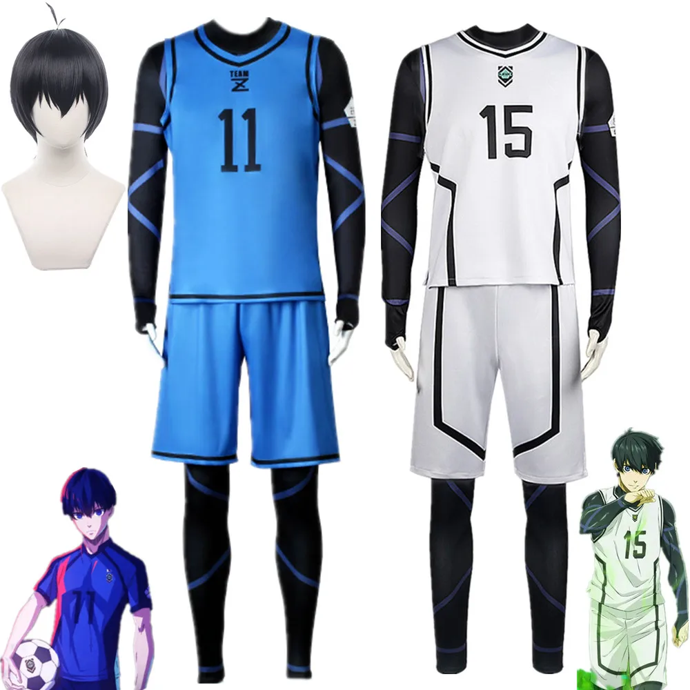 

Костюм для косплея Yoichi Isagi из аниме «Голубой замок», белый и черный трикотажный комбинезон, футбольный боди, одежда для Хэллоуина, карнавала