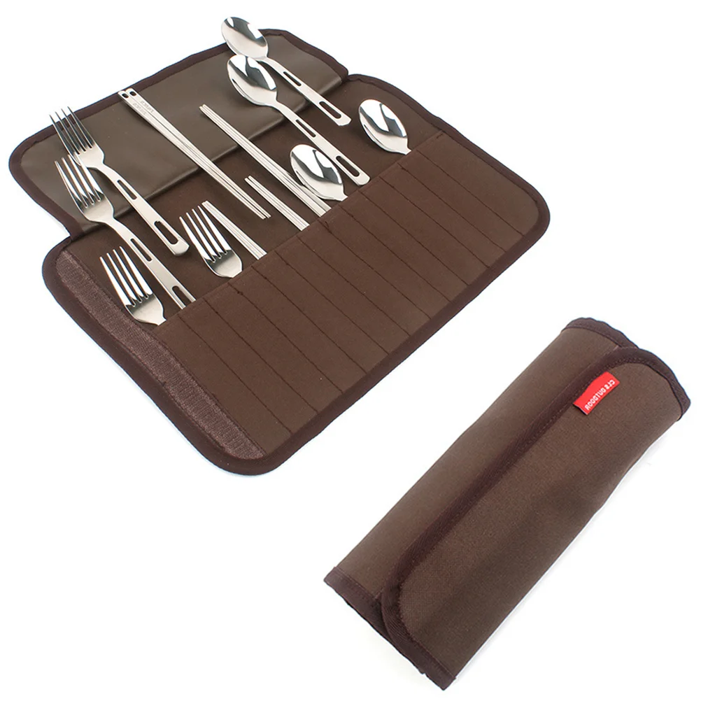 

Outdoor Camping Stainless Steel Portable Spoons Chopsticks Forks Cutlery Kit Flatware Sets for Home Kitchen