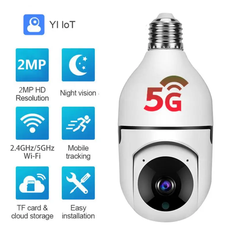 

Ламповая камера YIIOT E27 2 МП с Wi-Fi для системы видеонаблюдения, 1080P