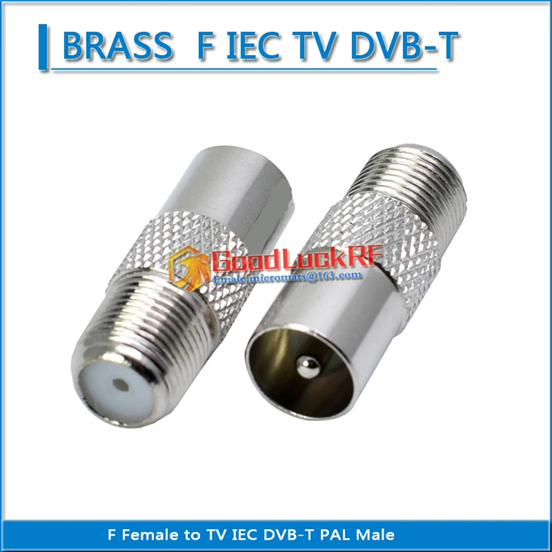 

F Female to IEC Male Plug Nickel Plated Brass DVB-T TV PAL Connector Socket Coaxial RF Adapters
