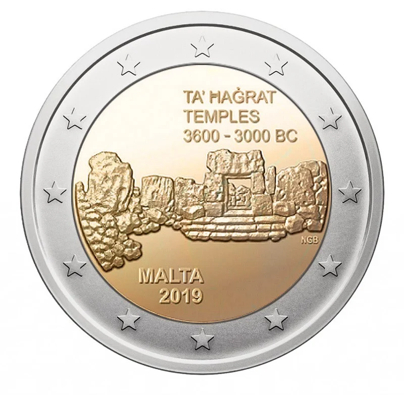

Malta 2019 Commemorative Coin Taha Glatter Temple 2 Euro UNC Original