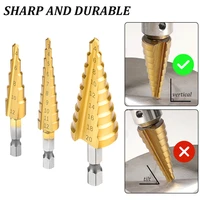 3 piece electric drill reaming set 3 12 4 12 4 20mm hexagonal handle step drill high speed steel pagoda drill bit combination
