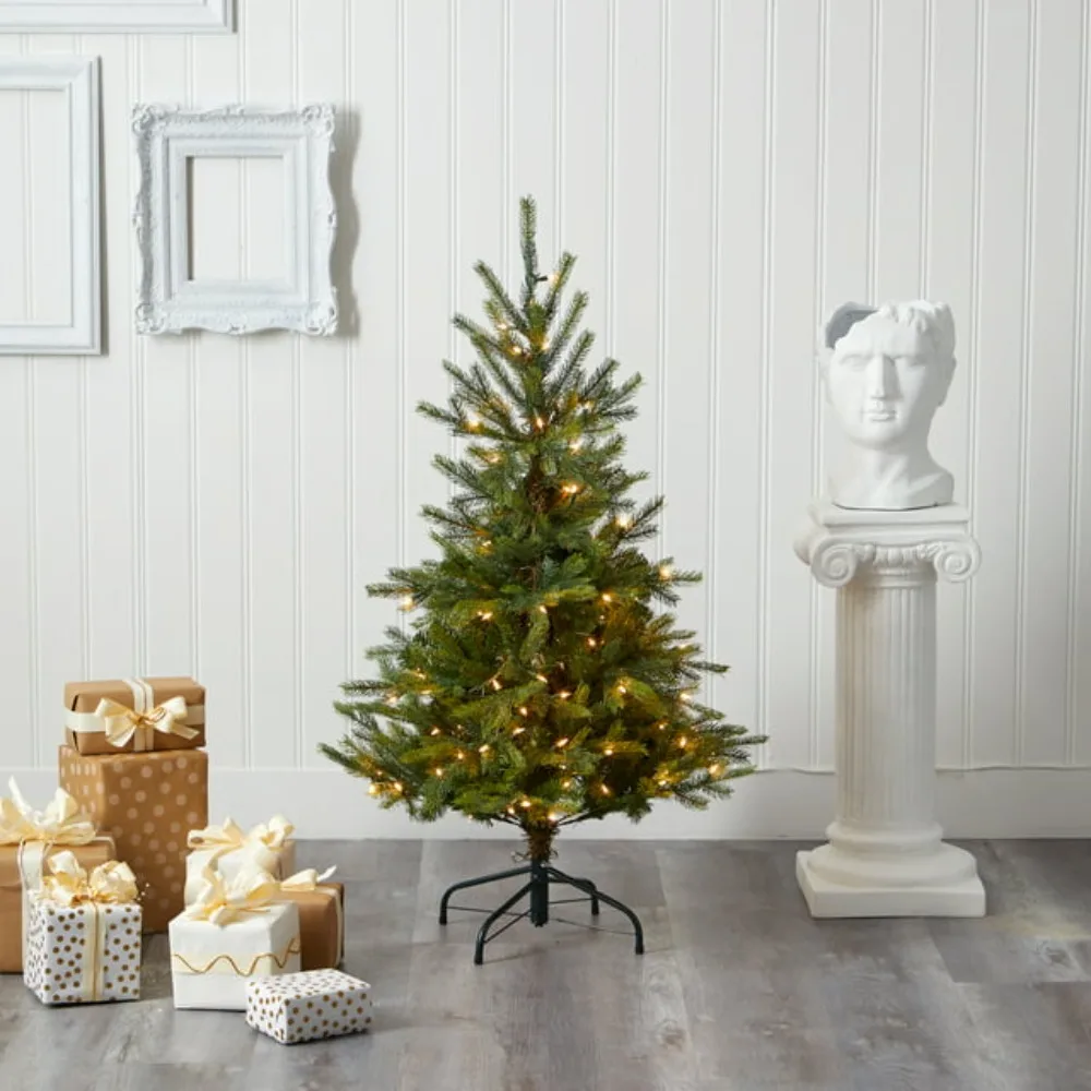 

Christmas Tree 4' Green Spruce Artificial Christmas Tree Prelit 100 Clear Lights Free Shipping Decoration Festive Party Supplies