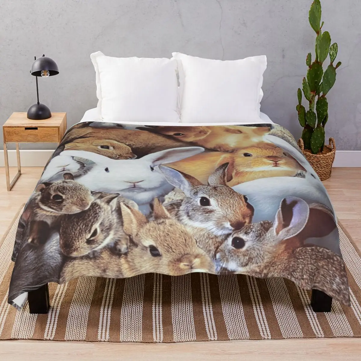 Rabbits Blankets Fleece All Season Soft Throw Blanket for Bed Home Couch Travel Office