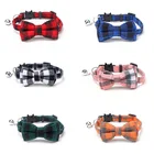 Красочные клетчатые Ошейники в клетку для кошек, хлопковые полосатые ожерелье с бантом, галстук-бабочка, для щенков, для маленьких собак, бандана, воротник