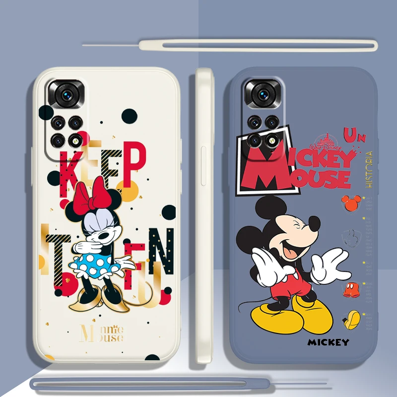 

Minnie Mouse Cute Anime Phone Case For Xiaomi Redmi Note 11 11S 10 10S 9 9S 9T 8 8T 7 5 Pro Plus Liquid Rope Candy Cover
