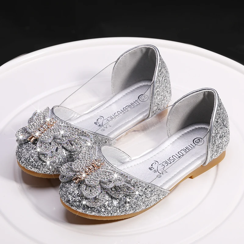 Сверкающие блестящие туфли на плоской подошве с закрытым носком со стразами