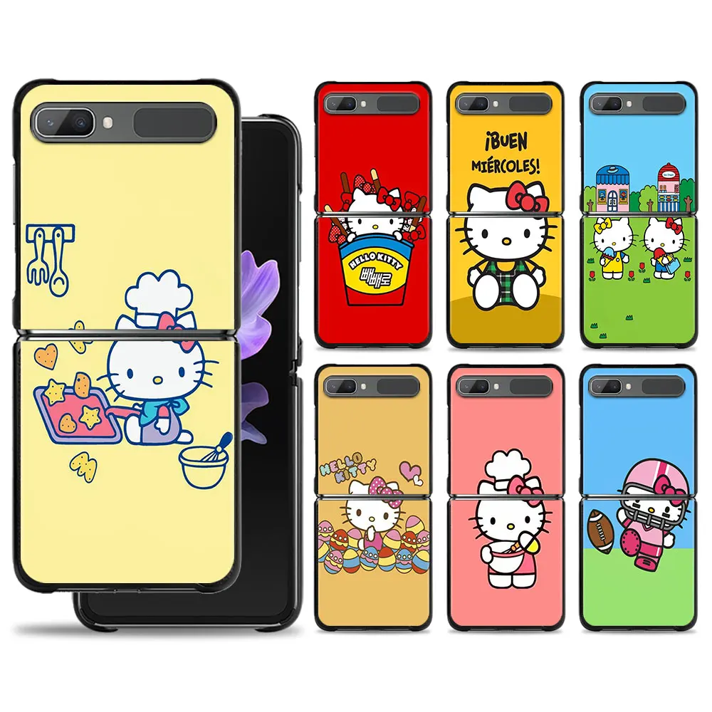 

Cute KT Cat Hello Kitty Phone Case For Samsung Galaxy Z Flip Z Flip3 5G Z Flip4 Hard PC Matte Shell