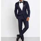 Мужской Жаккардовый костюм для жениха, темно-синий костюм под заказ для официальной вечеринки, смокинг, шаль, лацкан, свадебные костюмы для мужчин, 2022