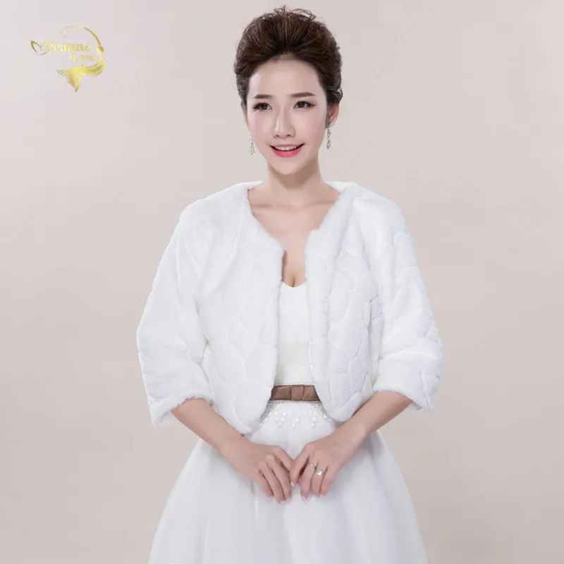 

3/4 Свадебные повязки с длинным рукавом, болеро для невесты, Зимние Свадебные вечерние болеры, Толстая теплая куртка из искусственного меха, ...