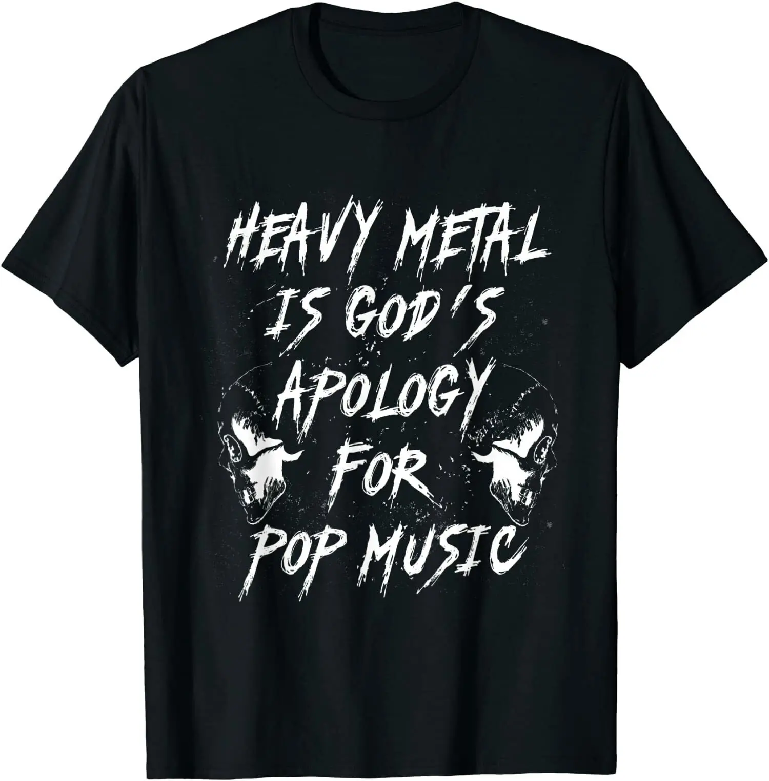 

Heavy Metal Is Gods Apology For O-Neck Cotton T Shirt Men Casual Short Sleeve Tees Tops Harajuku Streetwear