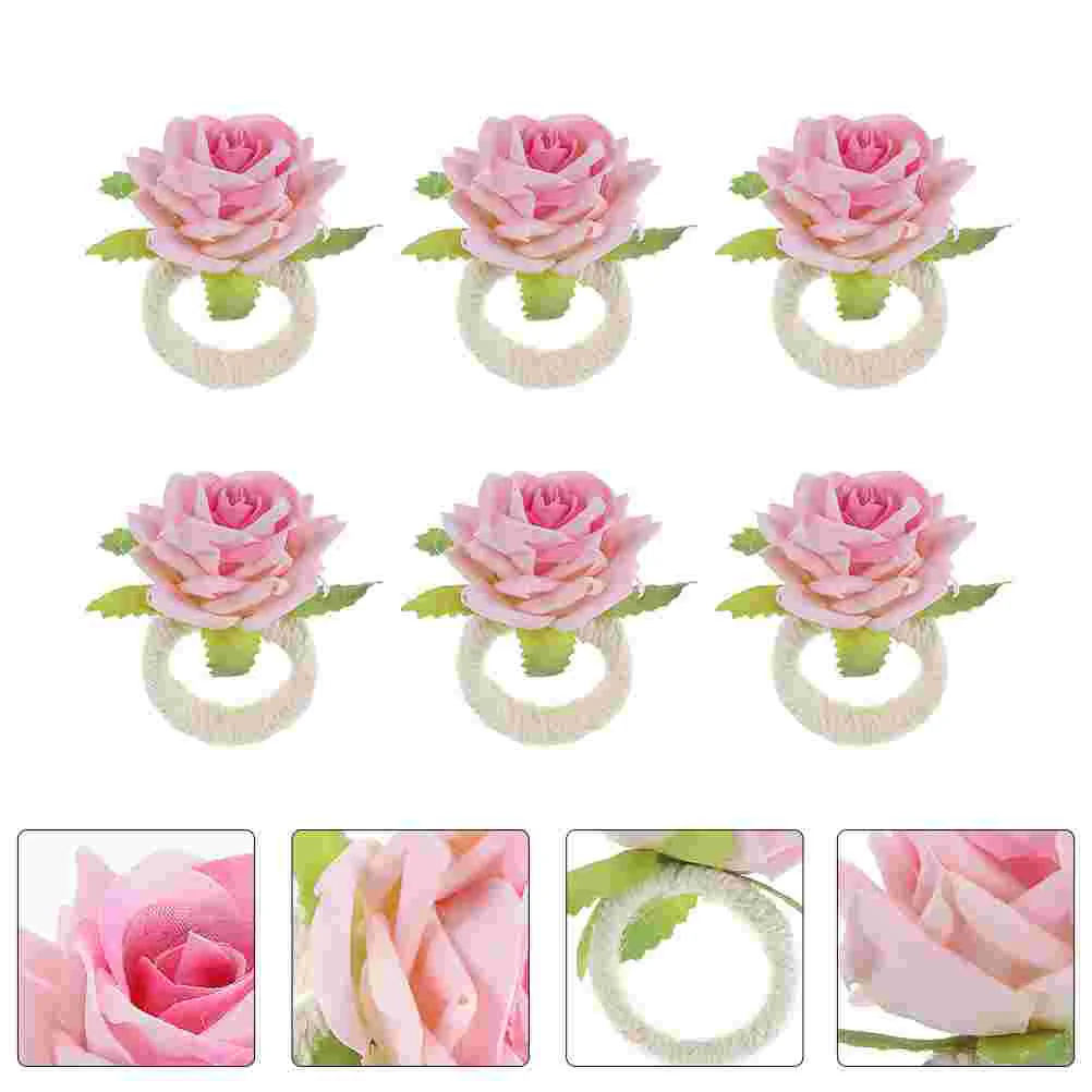 

6pcs Rose Napkin Rings Flower Napkin Holder Dinner Napkin Holder Table Decor