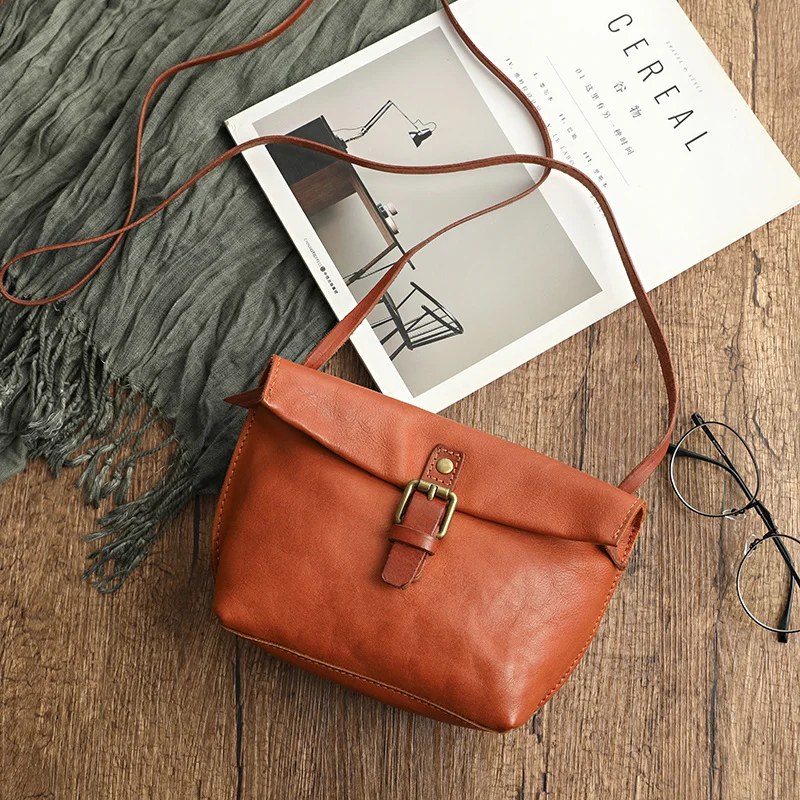 

Soft Genuine Leather Women Messenger Bag Female Real Leather Crossbody Shoulder Bags Small Handbag Retro Phone Bag for Girls