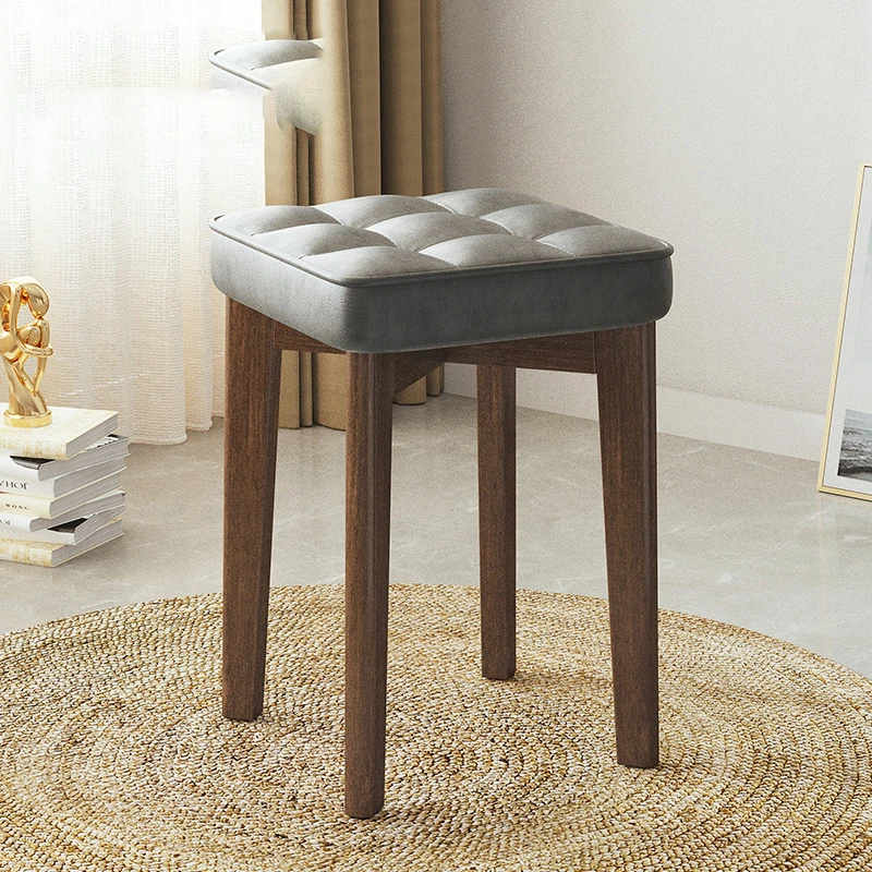 

Modern Accent Dinner Chairs Vanity Wood Pouf Leather Living Room Chair Luxury Pedicure Table Cadeiras Living Room Furniture