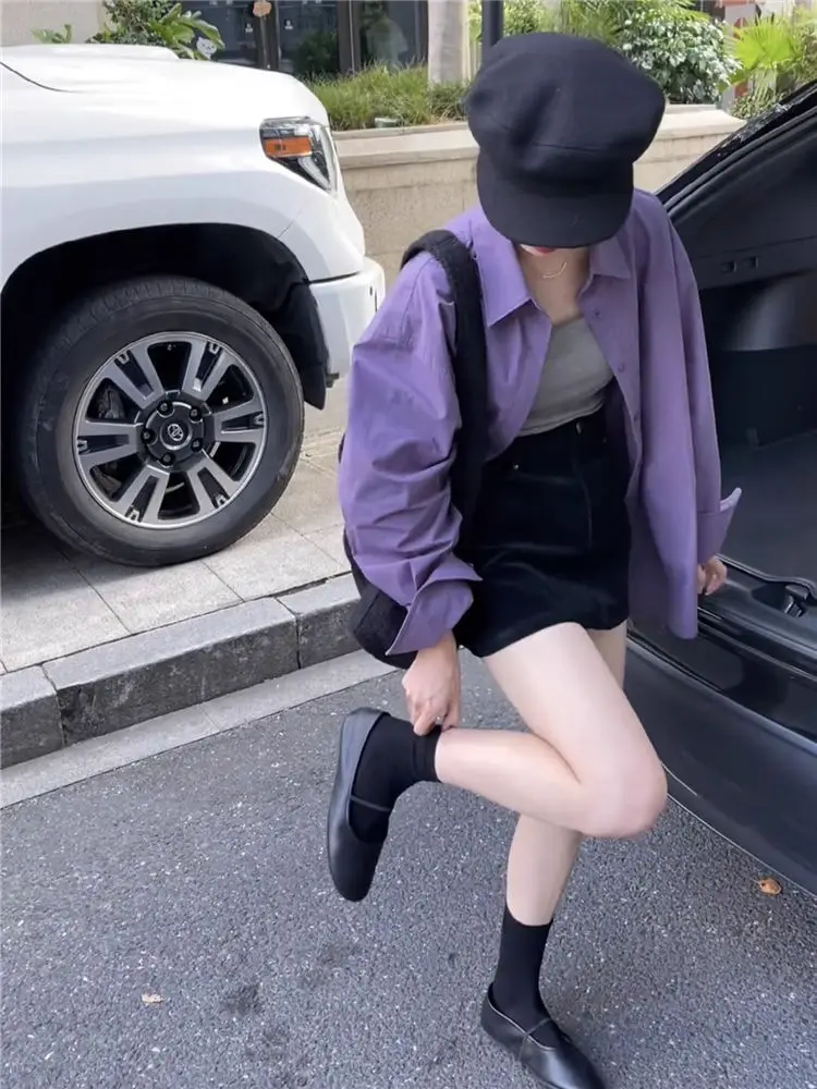 Женская свободная рубашка из чистого хлопка