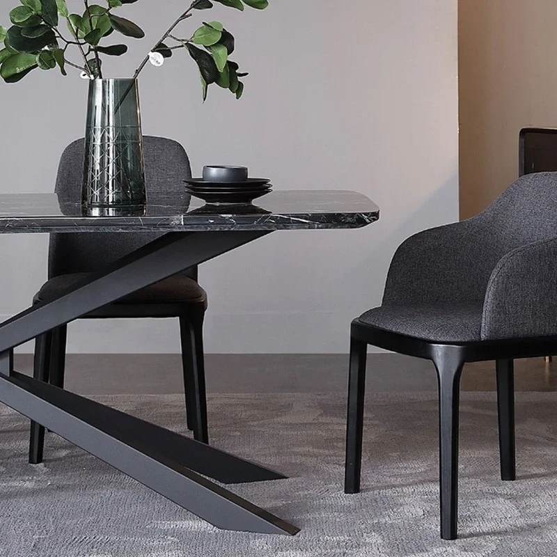 Современные роскошные обеденные столы с мраморной рамой из нержавеющей стали