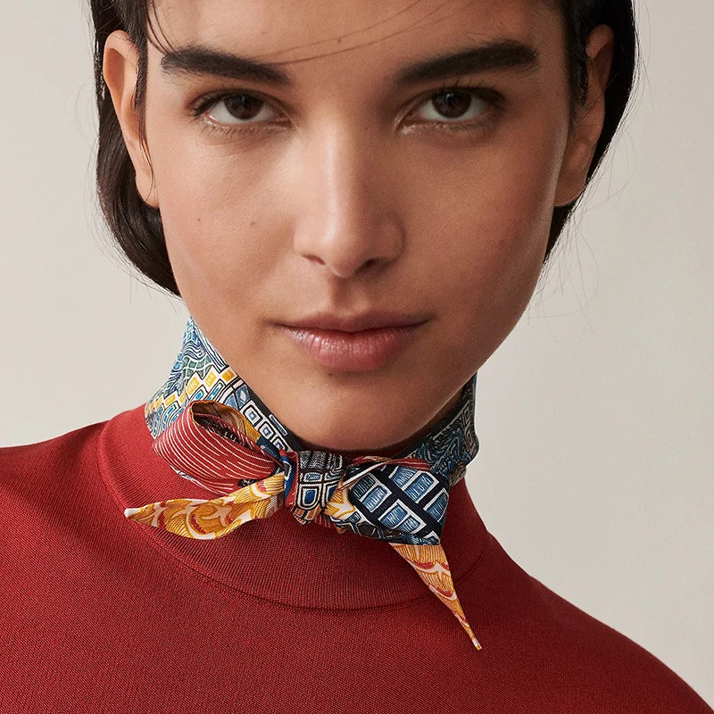 100% шелковый шарф-кольцо шейный платок осень 2023 Модный женский с принтом шарфы для