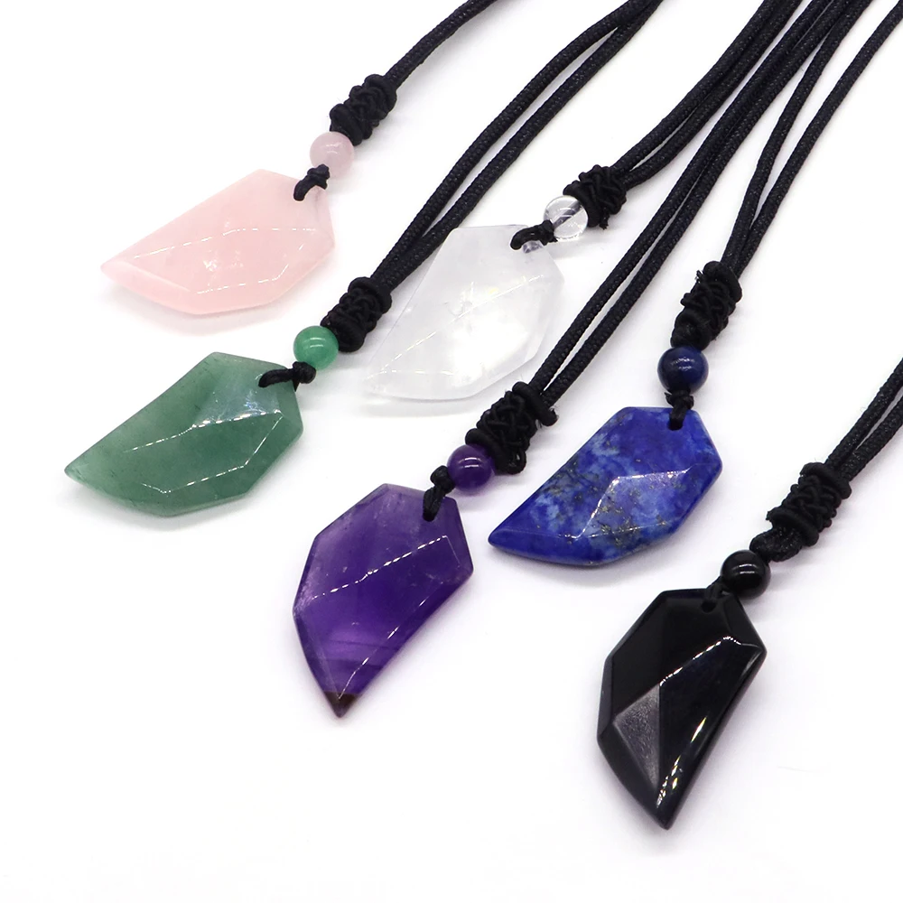 

Fashion Jewelry Angel Wing Stone Pendant Beads Necklace Natural Quartz Crystals Healing Gemstone Love Gem Chakra Charms Gifts