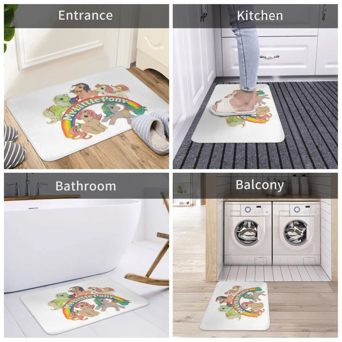 

MLP Retro Classic Carpet Decor 3D Rug Doormat Bathmat Non-slip Entrance Living Room Home Kitchen Bedroom Washable Toilet