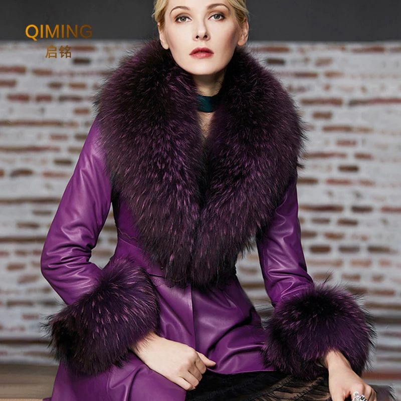 Зимний комплект манжет с воротником из натурального меха енота женский шарф