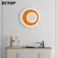 nordic luxury wall lamps 3 color switch circle background decoration led wall light indoor living room bedroom sconce lamps 220v