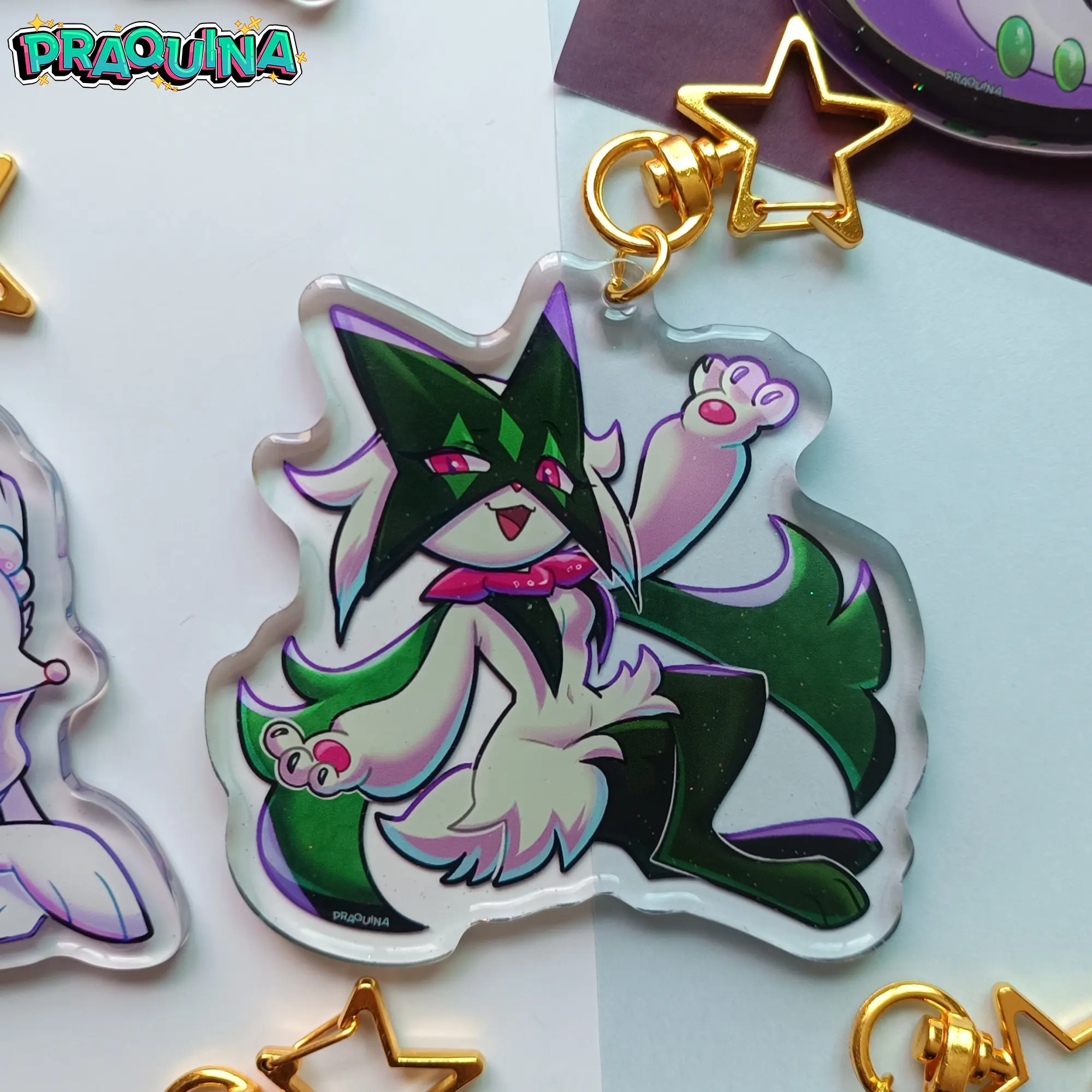 Фото Акриловый брелок Braixen: Лопунни, Гудра, Праймарина, Мяускарада, Гардевоар, Зороарк, Обстагуан – подвеска для сумки, коллекционный подарок для фанатов аниме №5