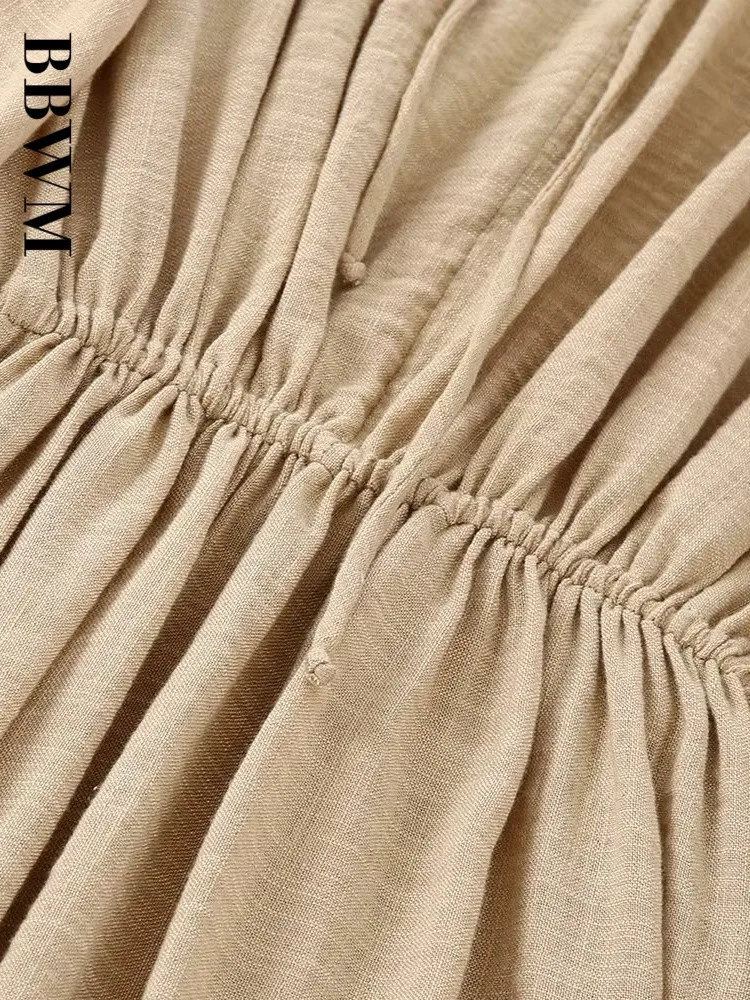 Женское однотонное платье-миди с круглым вырезом и длинным рукавом |