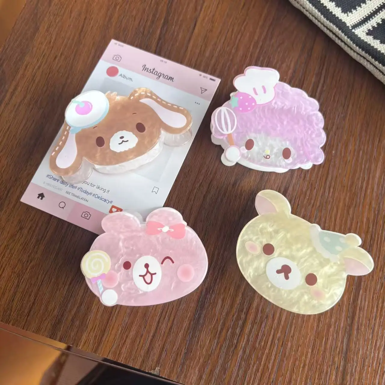 Заколка для волос Sanrio Q Version, двусторонняя, акриловая, с мультяшными персонажами Sugarbunnies, мини-заколка для челки, украшение для прически, подарок (art.: 3920d8dbea871) - 3920d8dbea871