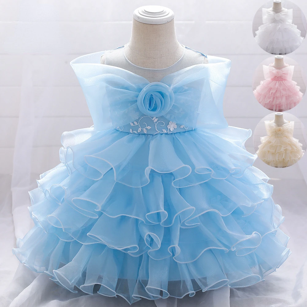 

2022 Formal 1 Year Birthday Lace Tutu Dress for Baby Girls Flowers Baptism Princess Dress Party Wedding Dress Ceremony Vestidos