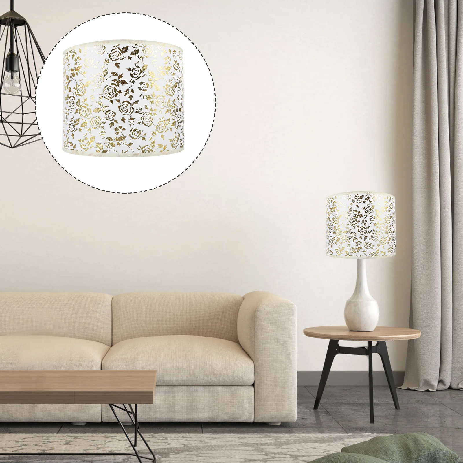 

Lamp Shade Replacement Flower Print Lamp Shade Desk Lamp Cover Decorative Lampshade(E27)
