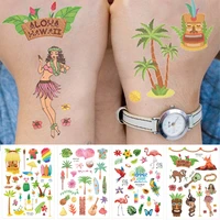 hawaiian beach party tattoo stickers hawaii luau waterproof temporary tattoos summer tropical aloha pool party decorations