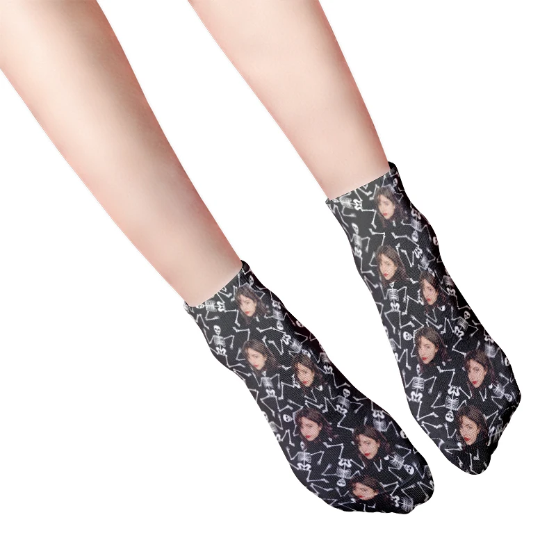 Custom Fashion Big Smile Face Socks Women Cute Skull Print Socks Creative Personality Pure Color Funny Socks for Ladies Meias