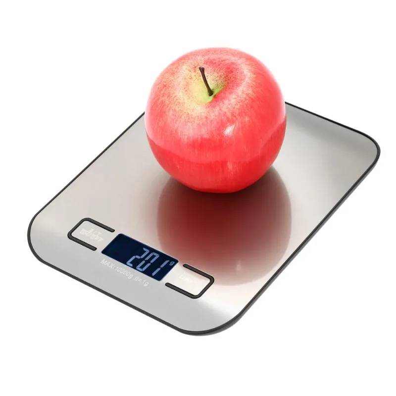 10/5Kg Kitchen Scale Stainless Steel Weighing Scale Food Diet Postal Balance Measuring LCD Electronic Scales for Baking Cooking