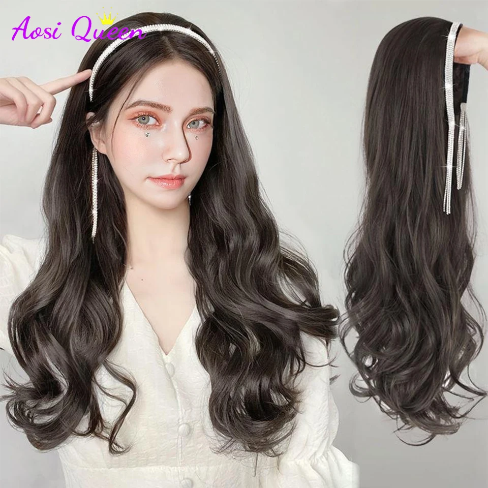 

AS Synthetic Long Lolita Diamond Tassels Half Headband Wig With Hair Band Fluffy Clip in Hair Extension Curly Seamless