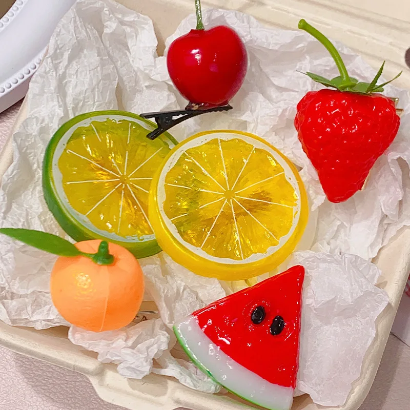 Заколки для волос с имитацией еды милые зажимы оранжевого цвета заколки в форме