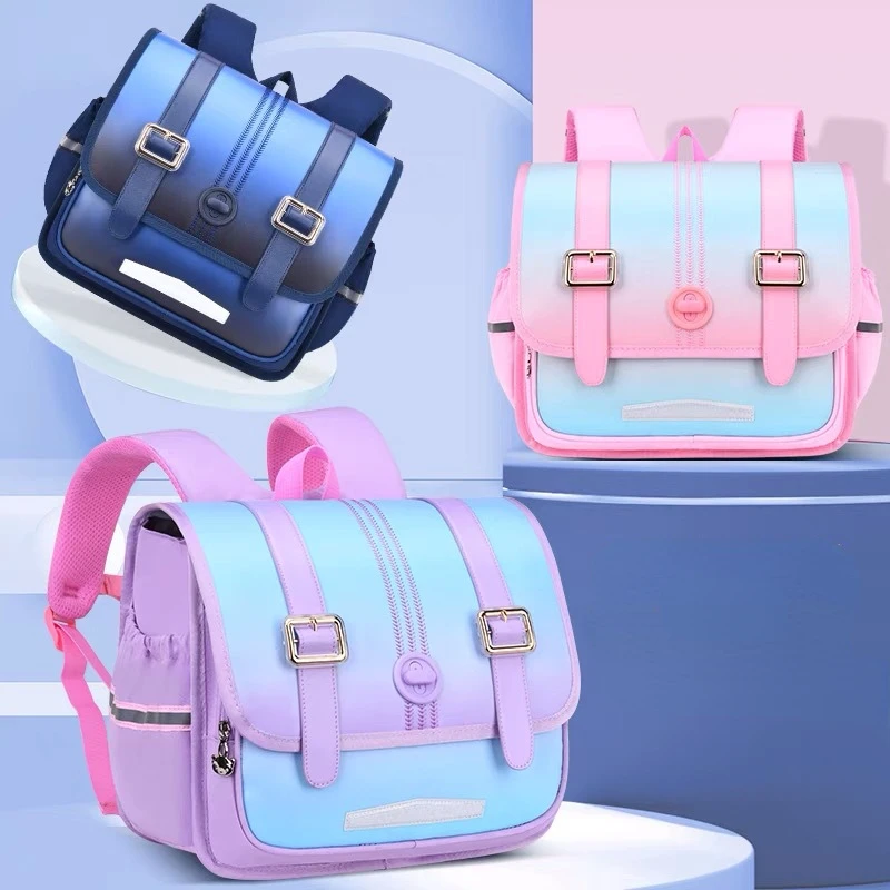 Children Horizontal British Style Large Capacity Panelled Backpacks New Girl Boy Student Light School Bags for Teenagers Mochila