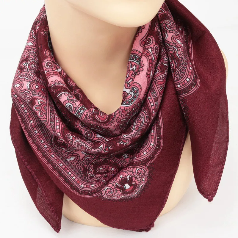 

70*70cm Women's Russian Floral Printed Bandana Scarf Square Small Handkerchief Headband Scarves Ethnic Shawl Female Foulard