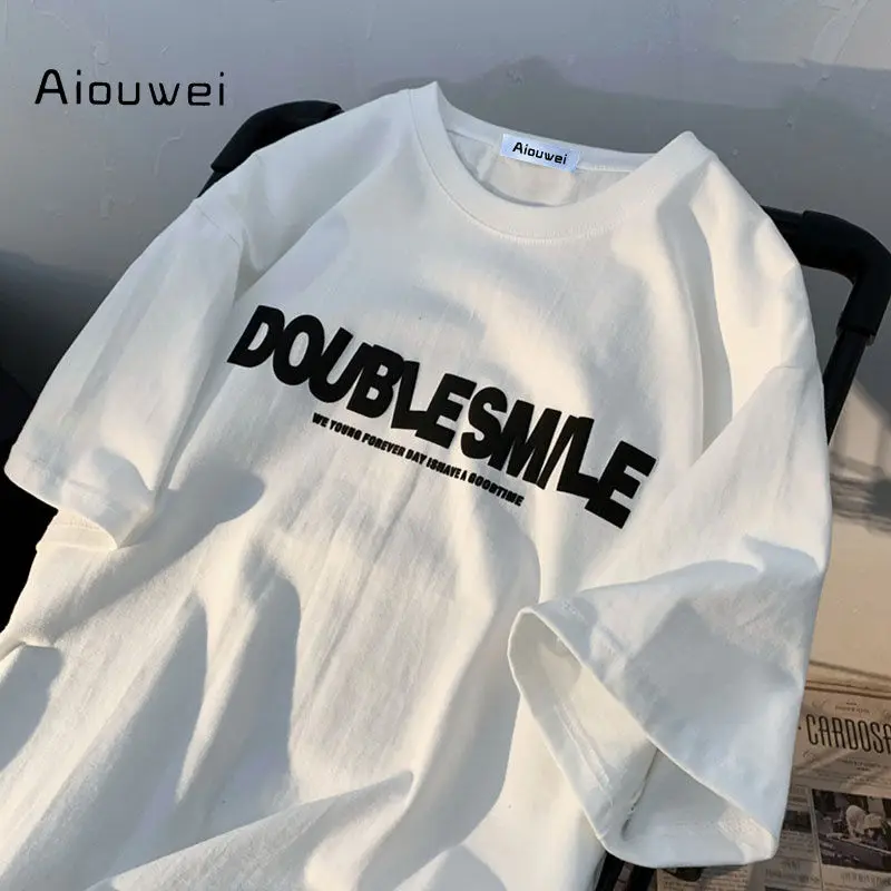 

Pure cotton loose and versatile short sleeved European and American high street fashion brand half sleeved oversized t-shirt top