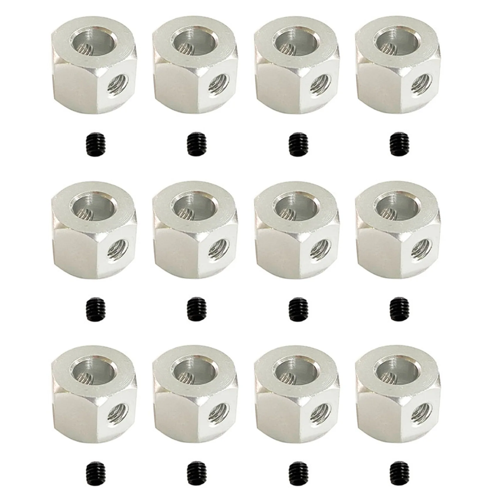 

12PCS 5Mm To 12Mm Metal Combiner Wheel Hub Hex Adapter For WPL D12 C14 C24 B14 B16 MN D90 D91 Silver