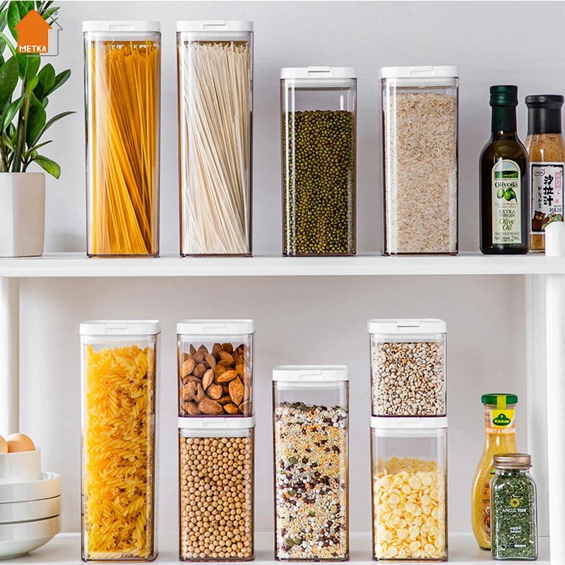 Spaghetti Sealed Storage Tank Coffee Cereals Food Dispenser Bottles Nuts Jar for Kitchen Refrigerators Counter Organization
