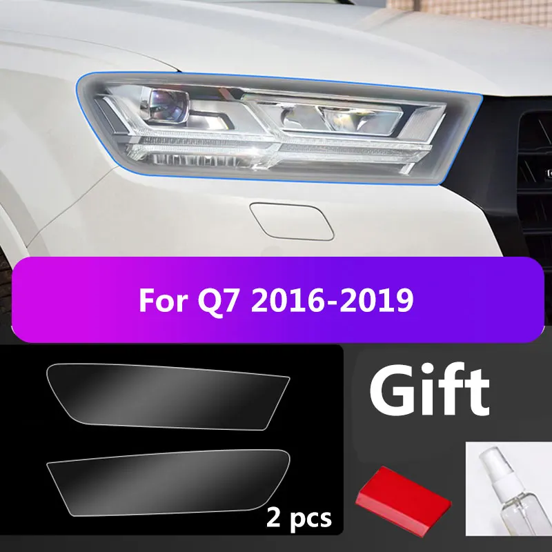 

2Pcs For audi Q7 Car Covers Headlight Protective Film Transparent Sticker Balck Accessories Anti Scratch Auto Repair