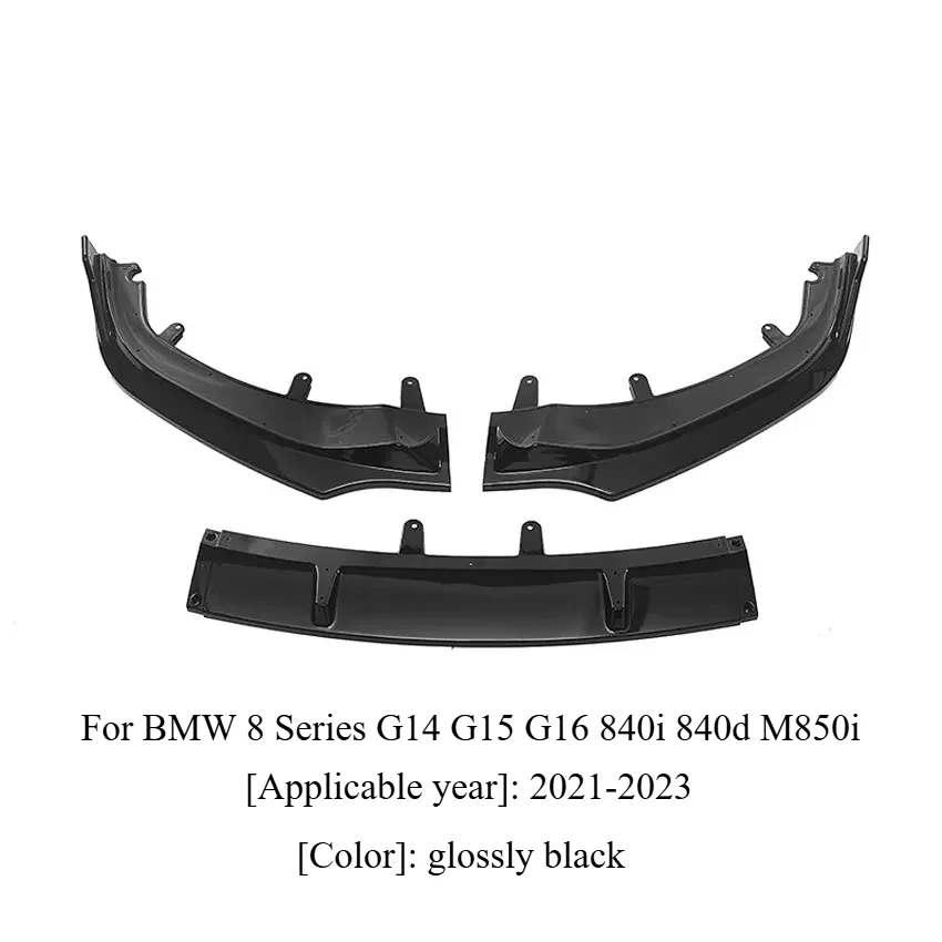 

3 шт. для BMW 8 серии G14 G15 G16 840i 840d M850i 2021-2023 автомобильный передний бампер, спойлер, нижний сплиттер, диффузор, лезвие кузова, комплект