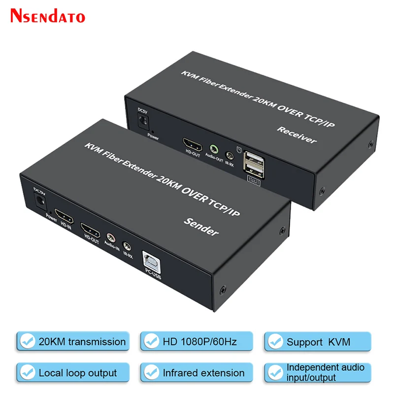 20 км HDMI USB KVM волоконно-оптический удлинитель более SC волоконно-оптический кабель TCP/IP HDMI видео передатчик приемник для PS5 DVD ПК к ТВ монитору