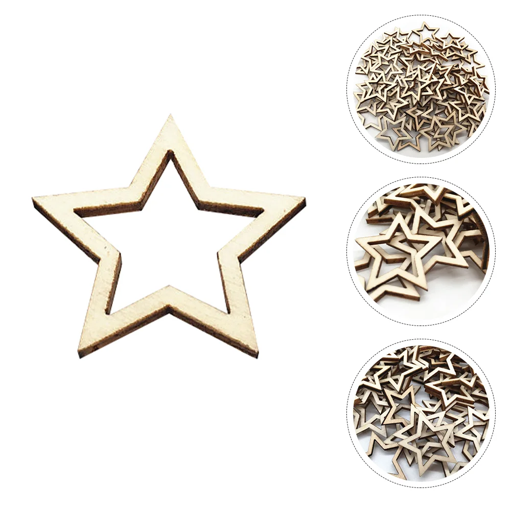 

100 Pcs Retro Decor Wooden Log Slices Star Hanging Gift Tags Wood Star Ornaments Rustic Woods Slices Wooden Confetti