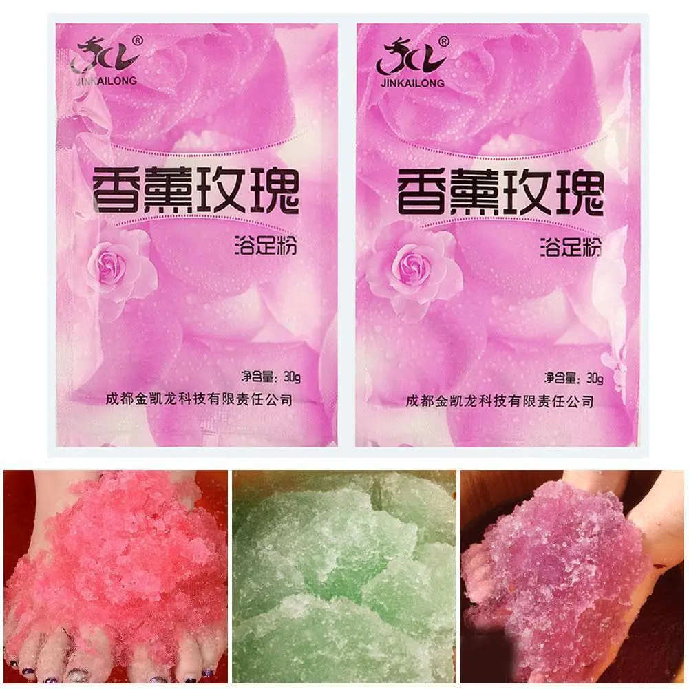 

60g! 2pcs Rose Bubble Bath Powder Foot Bath Crystal Foot Body Scruber Salt SPA Skin Bath Mud Exfoliation Care Z2F6