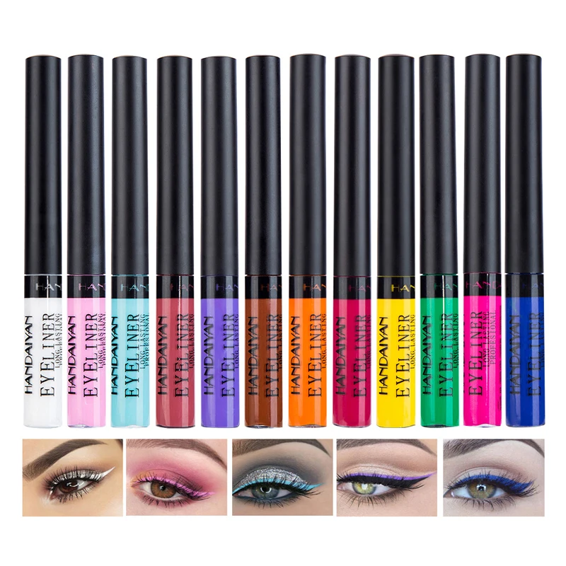 

12pcs/set Waterproof Neon Eyeliner Pen Kit UV Light Pastels Pastel-Black Light Eye Makeup Liquid Eyeliner Pencil Cosmetics Set