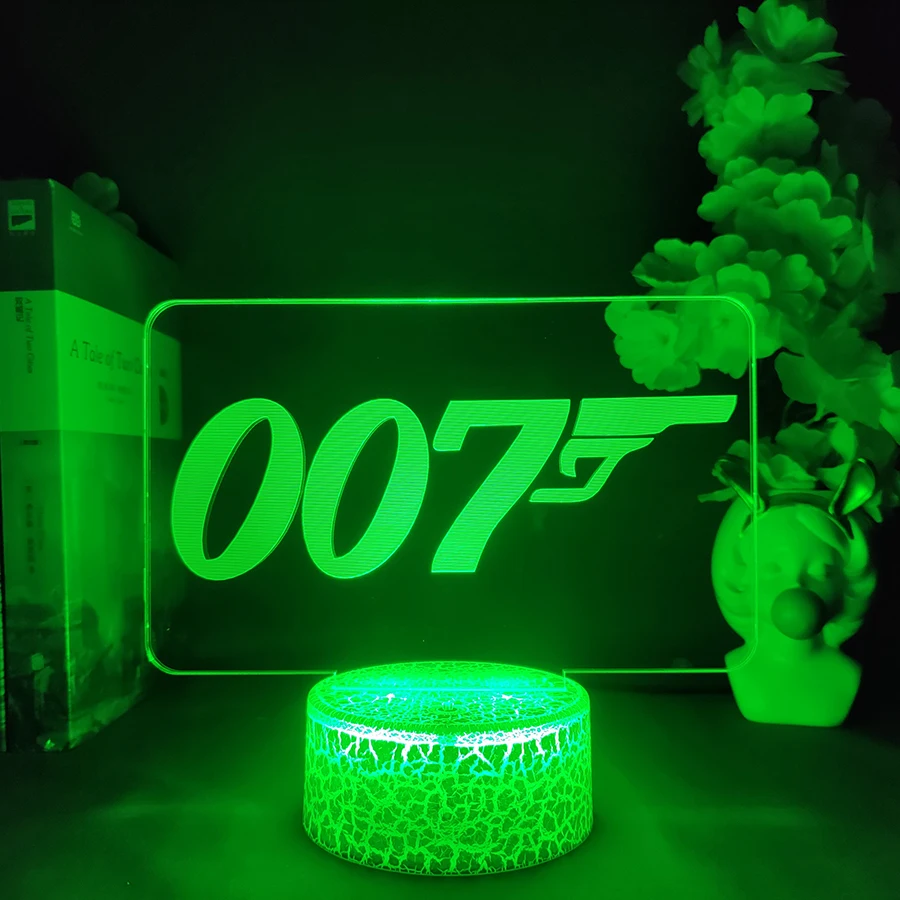007 светодиодный ночник с логотипом фильма для рабочего стола украшение
